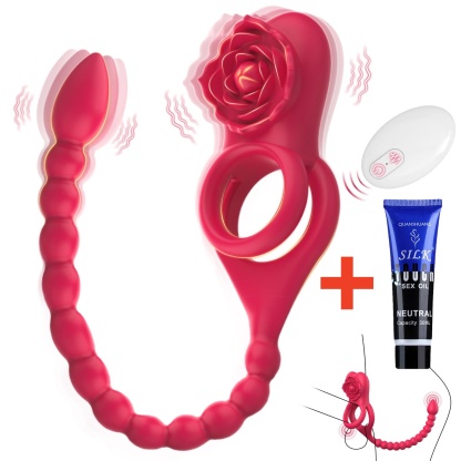 😍Upgraded Vibrating Cock Ring💥 - 💖With Rose Clitoral Vibrator✨