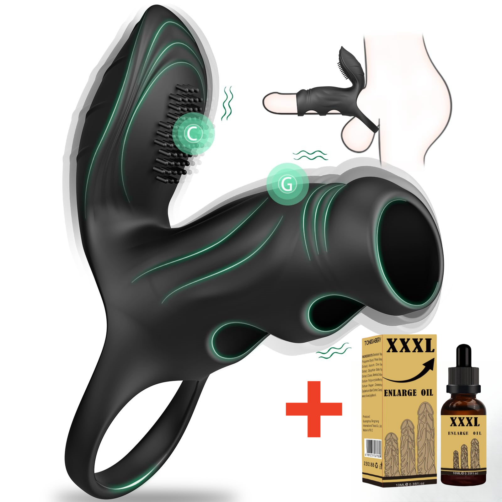 😍Penis Sleeve Vibrating Cock Ring💥-💖With Clitoral & G Spot Dual Stimulator✨