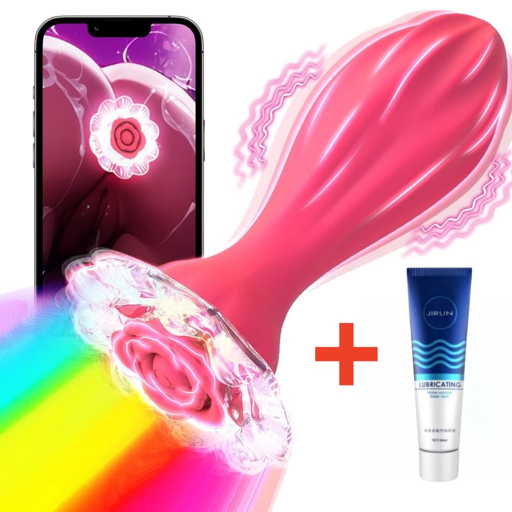 😍Vibrating Butt Plug - Unique Crystal Rose Luminous Butt Plug Toy✨