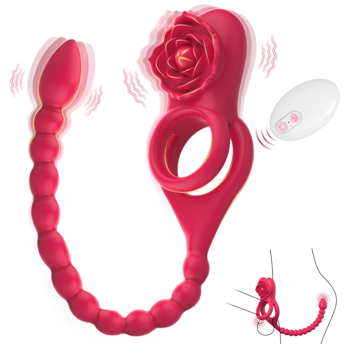 😍Upgraded Vibrating Cock Ring💥 - 💖With Rose Clitoral Vibrator✨