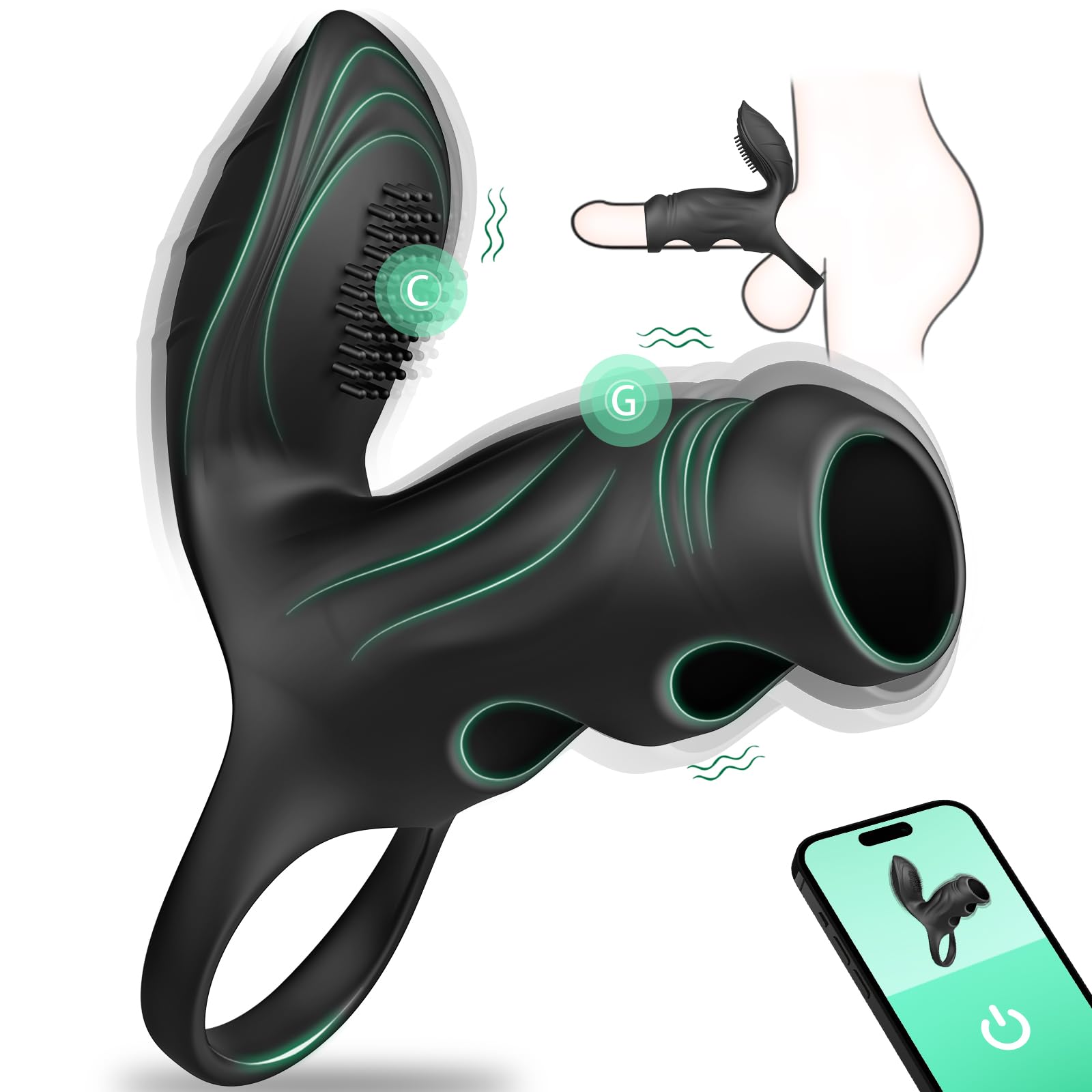 😍Penis Sleeve Vibrating Cock Ring💥-💖With Clitoral & G Spot Dual Stimulator✨