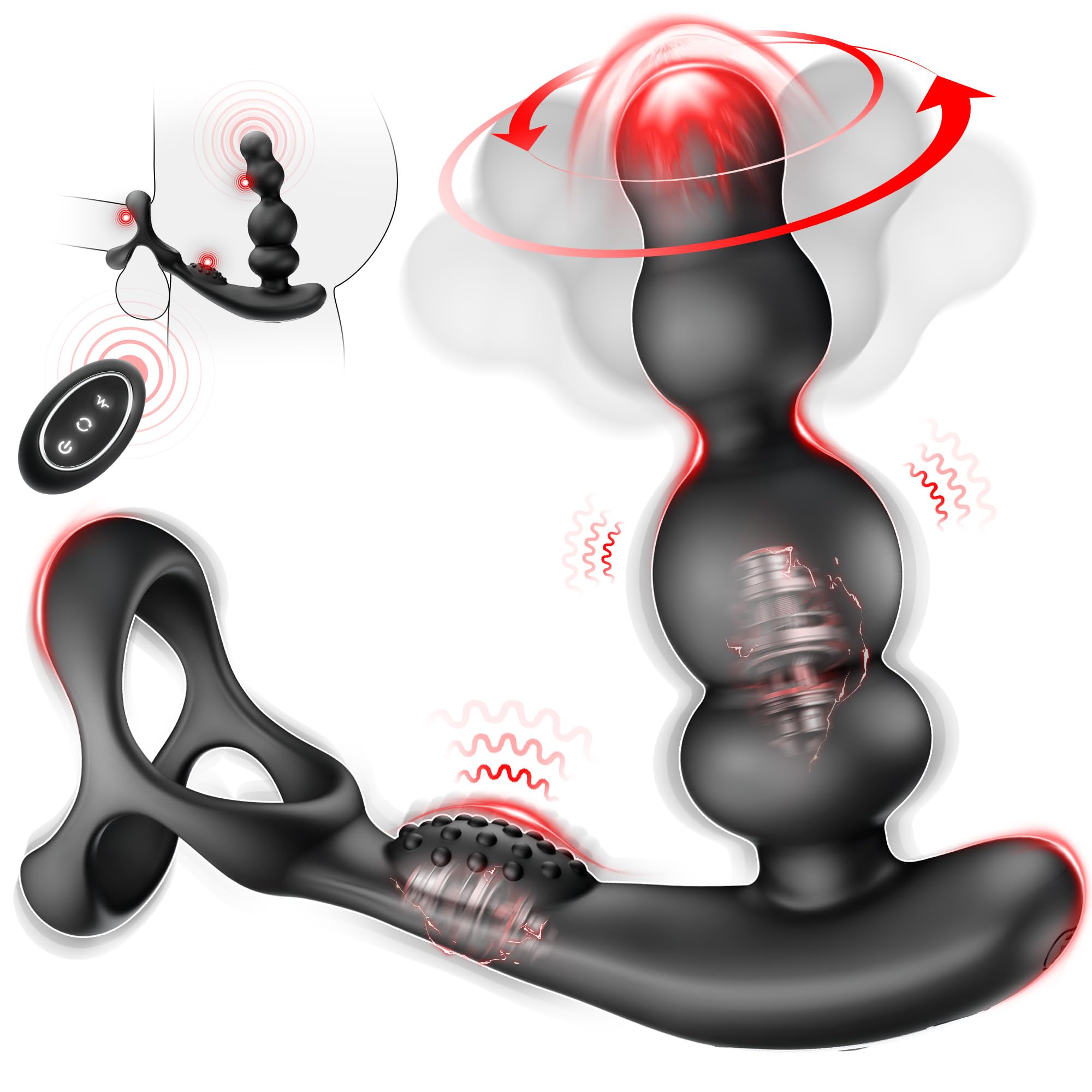 Anal Vibrator Prostate Massager with Cock Ring