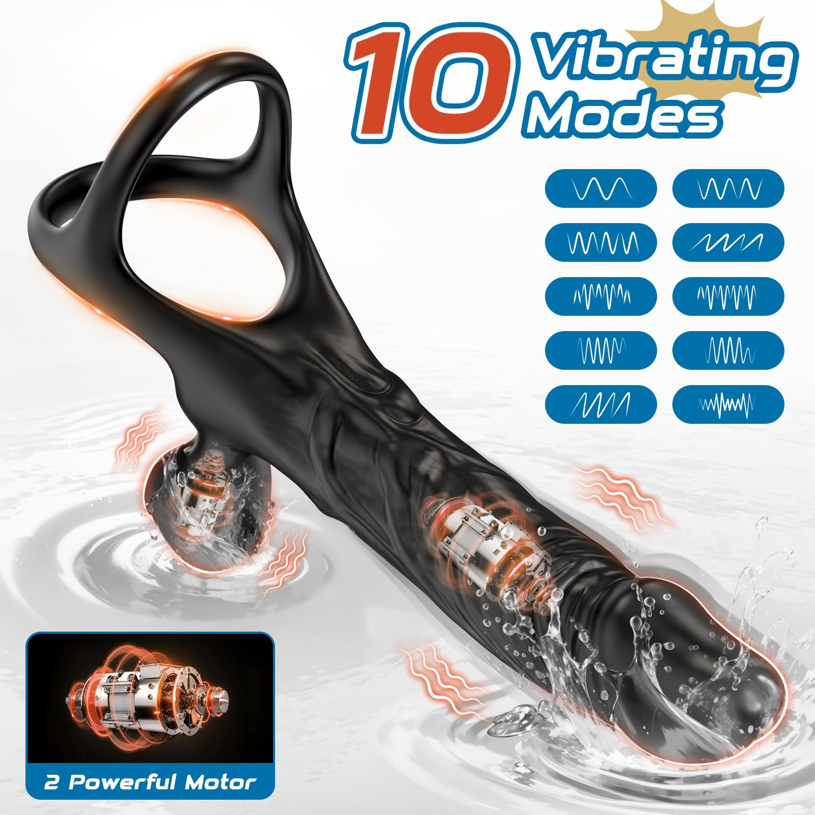 😍Anal Vibrator with Penis Ring - Prostate Massager✨