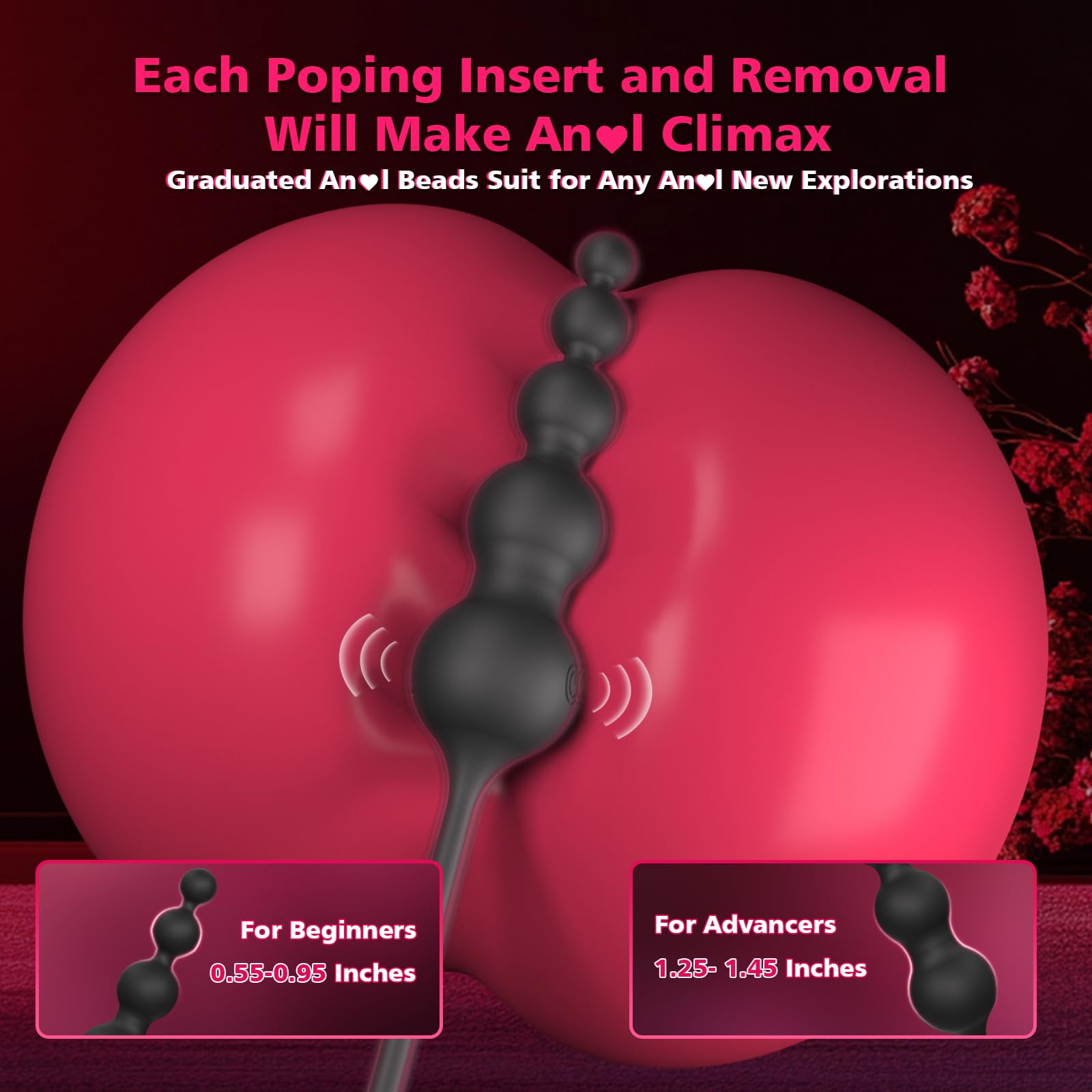 🎁Anal Beads Couple Male Adult Sex Toys💥 - 💖Vibrating Anal Plug with Cock Ring✨