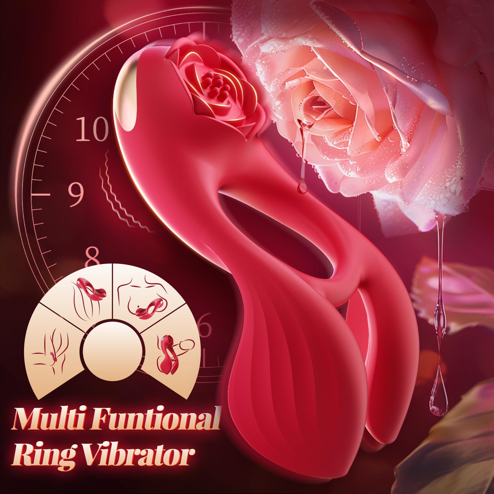😍2025 Epic Vibrating Cock Ring - Rose Clitoral Stimulator✨