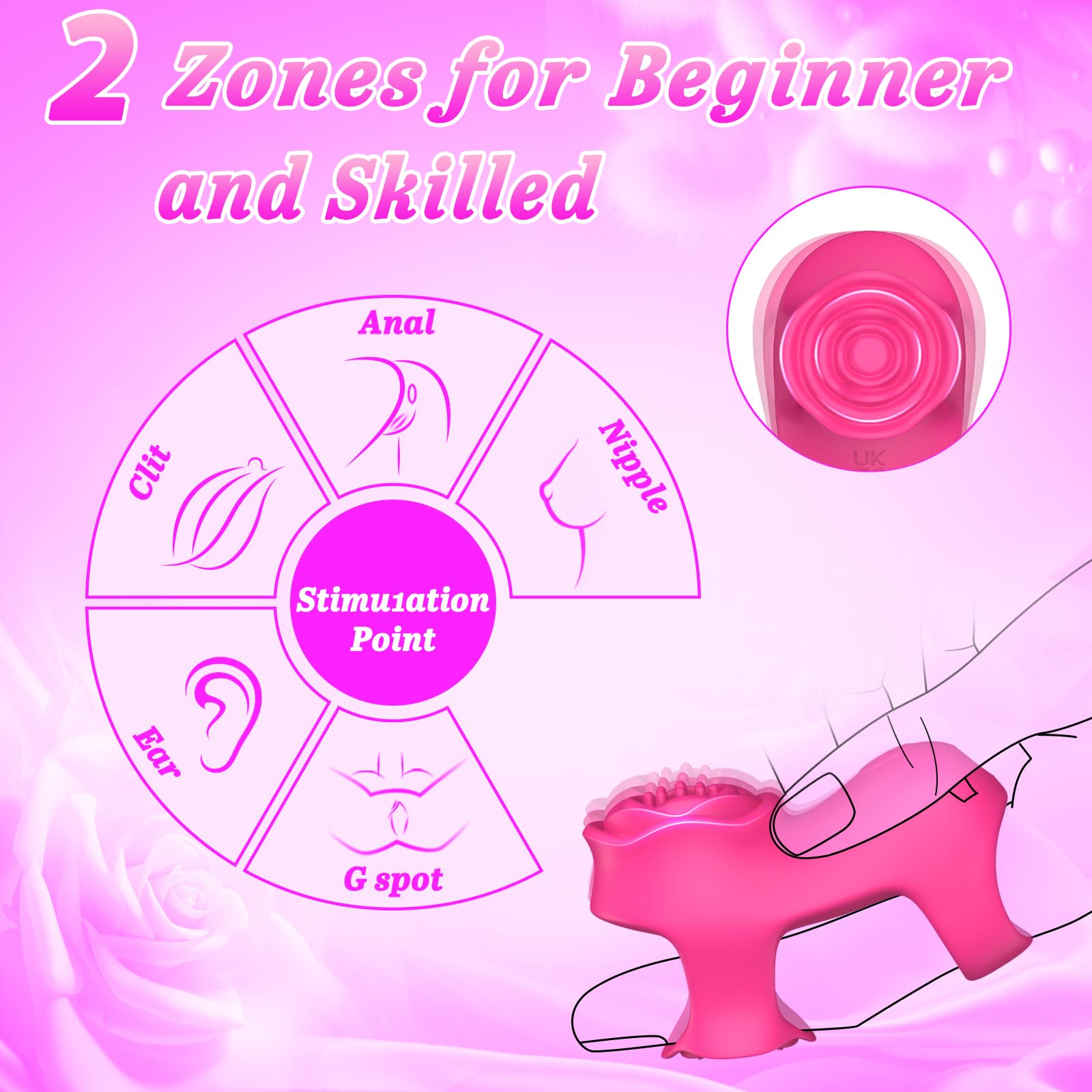 😍Finger Vibrator Female Sex Toys - Mini Vibrator Rose Toy💖