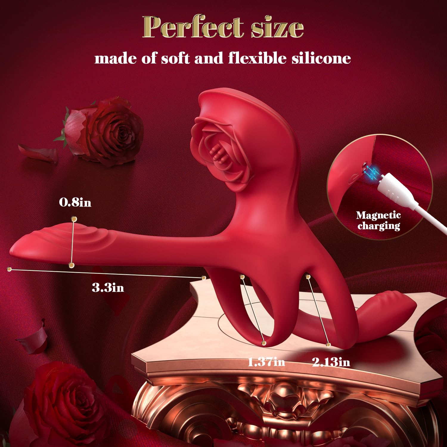 😍Vibrating Cock Ring Rose Couple Sex Toy - G Spot Vibrator✨