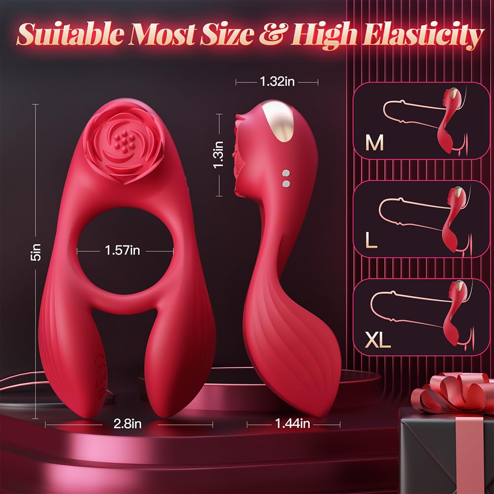 😍2025 Epic Vibrating Cock Ring - Rose Clitoral Stimulator✨