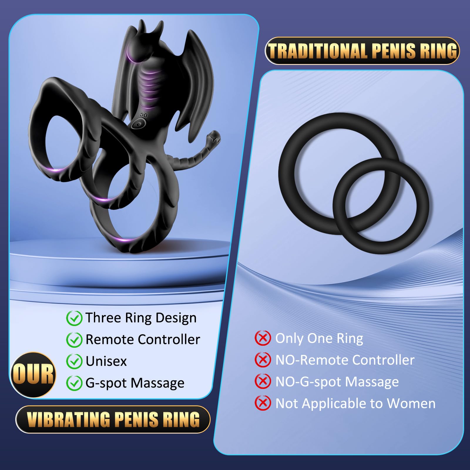 😍Dragon Shape Male Sex Toy✨ - 🎁Male Vibrating Cock Ring Sex Toy💖