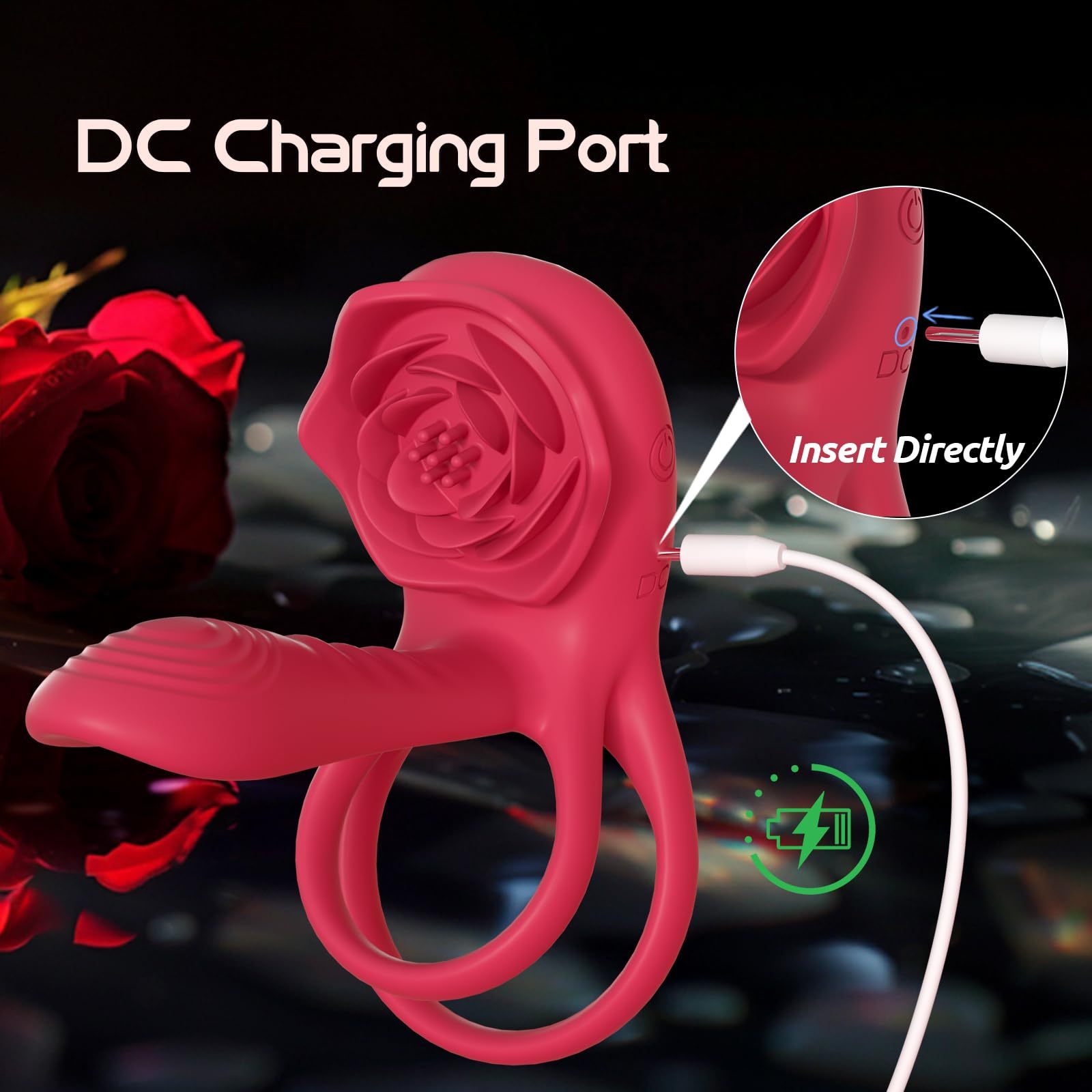 3-in-1 Couple Toys Cock Ring with Rose Clit Stimulate Vibrator
