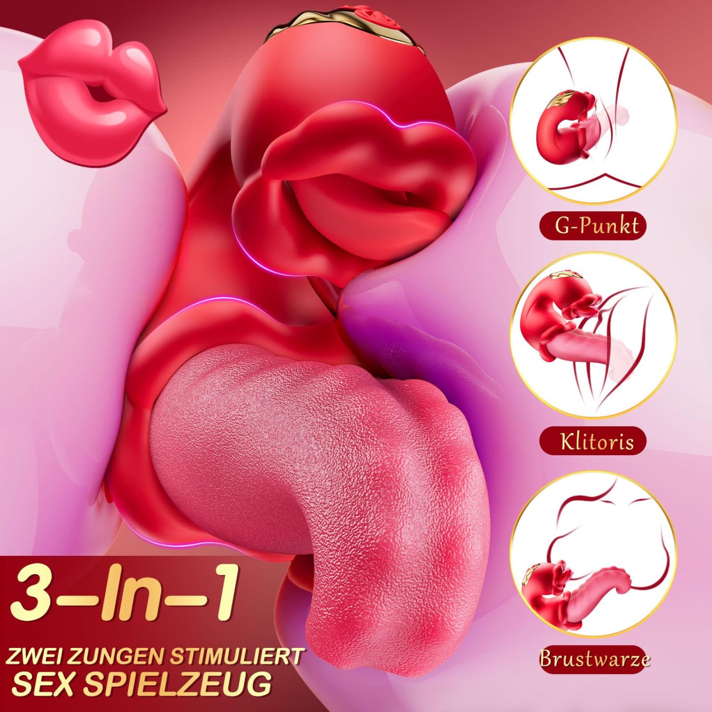 😍2025 Beliebteste Sexspielzeuge für Erwachsene für Frauen – 4-in-1-Zungenvibrator-Dildo