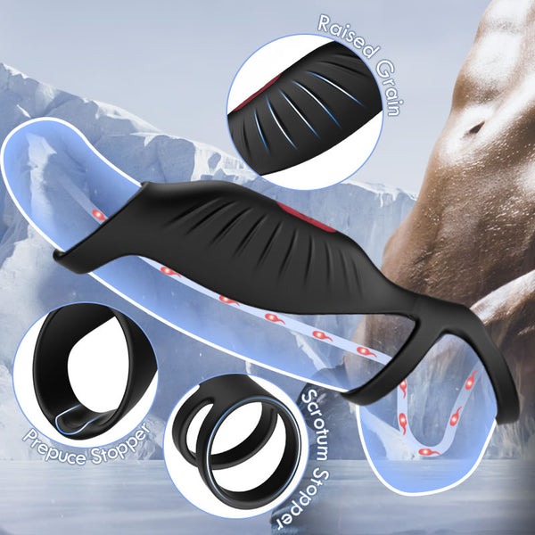 9 Vibrating Cock Ring and Penis Sleeve 2 IN 1 Male Vibrator for Couples