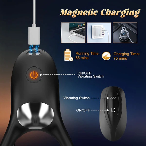 😍2 IN 1 for Couple - 10 Vibrations Penis Ring & Sleeve 