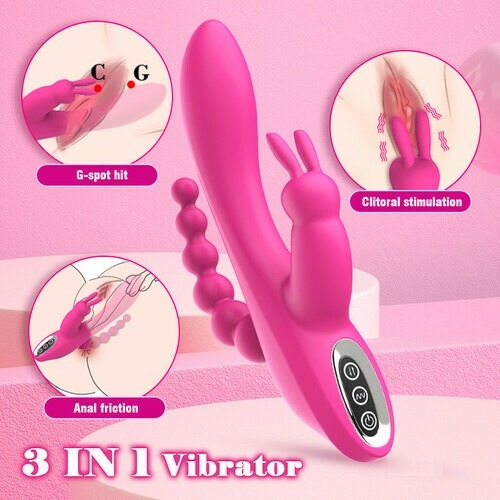 🎁Happy gifts for you - 3-in-1Rabbit G-Spot Stimulator Anal Dildo Vibrator