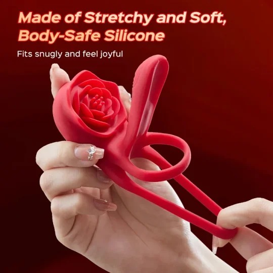 😍3-in-1 Couple Toys Cock Ring with Rose Clit Stimulate Vibrator✨