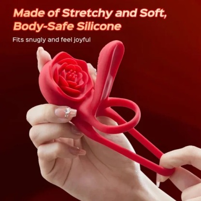 😍3-in-1 Couple Toys Cock Ring with Rose Clit Stimulate Vibrator✨