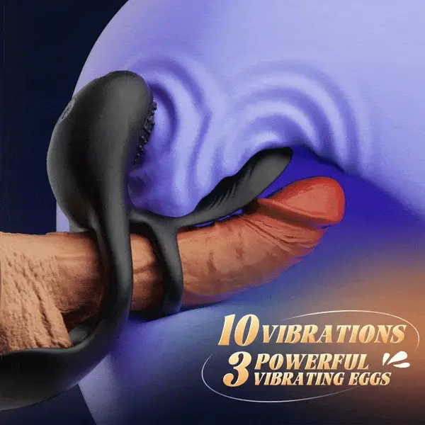 😍2 IN 1 for Couple - 10 Vibrations Penis Ring & Sleeve 