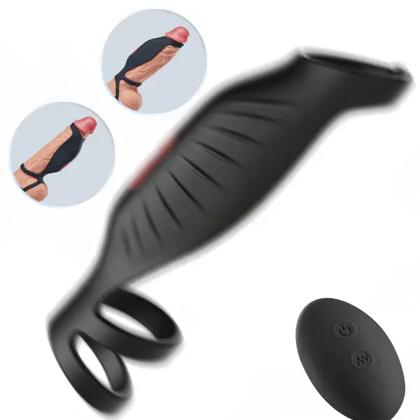 9 Vibrating Cock Ring and Penis Sleeve 2 IN 1 Male Vibrator for Couples