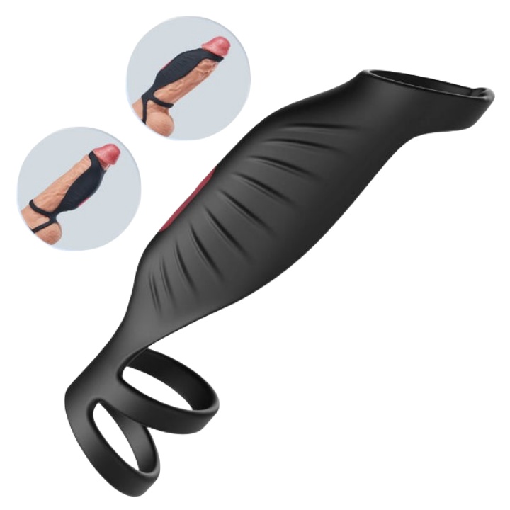 9 Vibrating Cock Ring and Penis Sleeve 2 IN 1 Male Vibrator for Couples