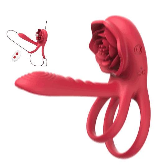 😍3-in-1 Couple Toys Cock Ring with Rose Clit Stimulate Vibrator✨