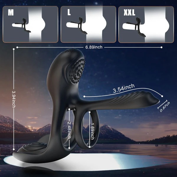 😍2 IN 1 for Couple - 10 Vibrations Penis Ring & Sleeve 