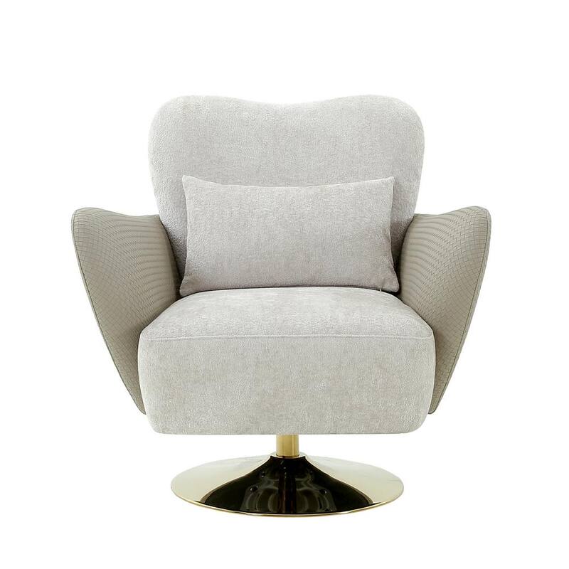 Mercer 32.3 in. Beige Swivel Lounge Chair with Pillow-Paradise Island Wear