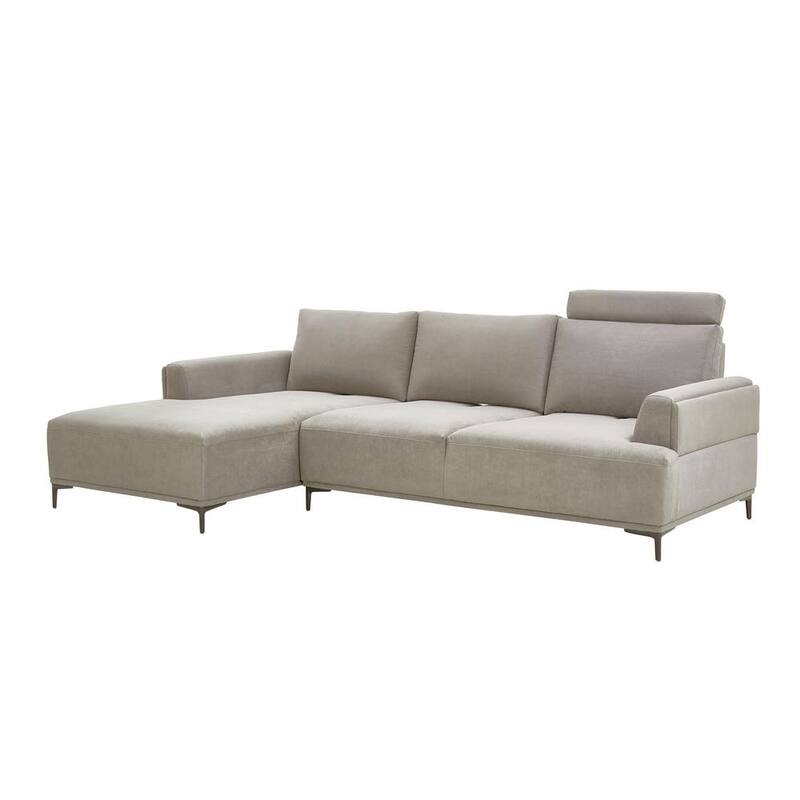 112 in Flared Arm 1 piece Suede Rectangle Sectional Sofa in Beige-Paradise Island Wear
