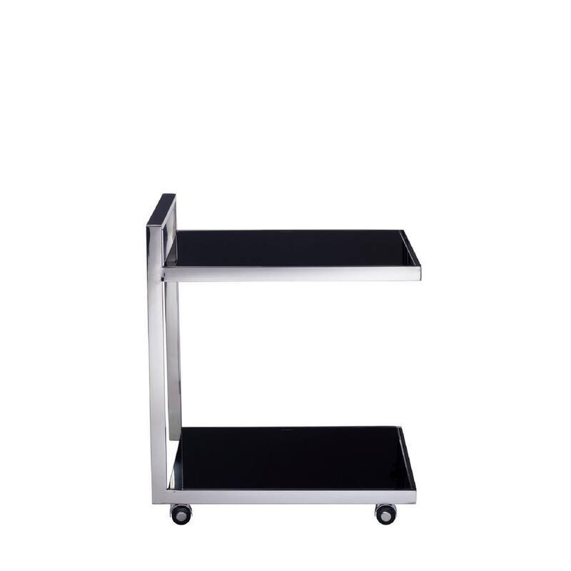 15.7 in. Black Square Glass and Steel Coffee Table-Paradise Island Wear