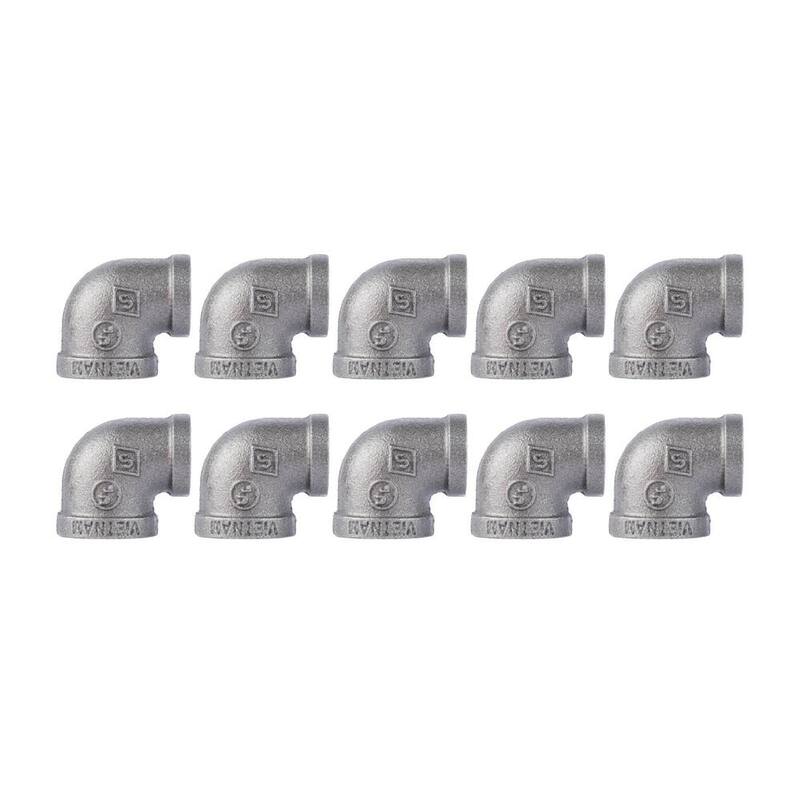 3/4 in. x 1/2 in. Black Iron 90-Degree FPT x FPT Reducing Elbow Fitting (10-Pack)-Paradise Island Wear