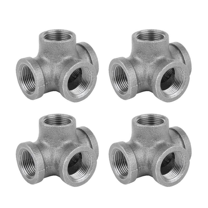3/4 in. Iron Black 4-Way Side Outlet Tee Fitting (4-Pack)-Paradise Island Wear