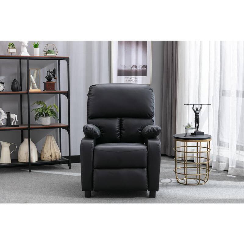 28.3 in. Black Faux Leather 1 Position Manual Recliner Chair-Paradise Island Wear