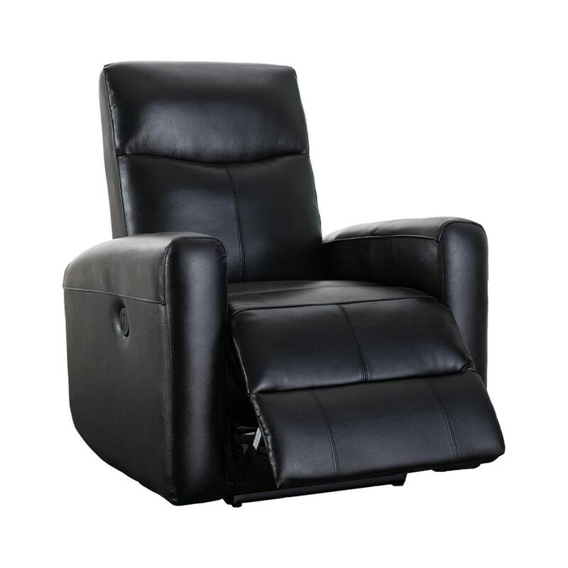 31.9 in. Width Slope Striped Leather L-Shaped Electric Massage Recliner Chair with and in Black-Paradise Island Wear