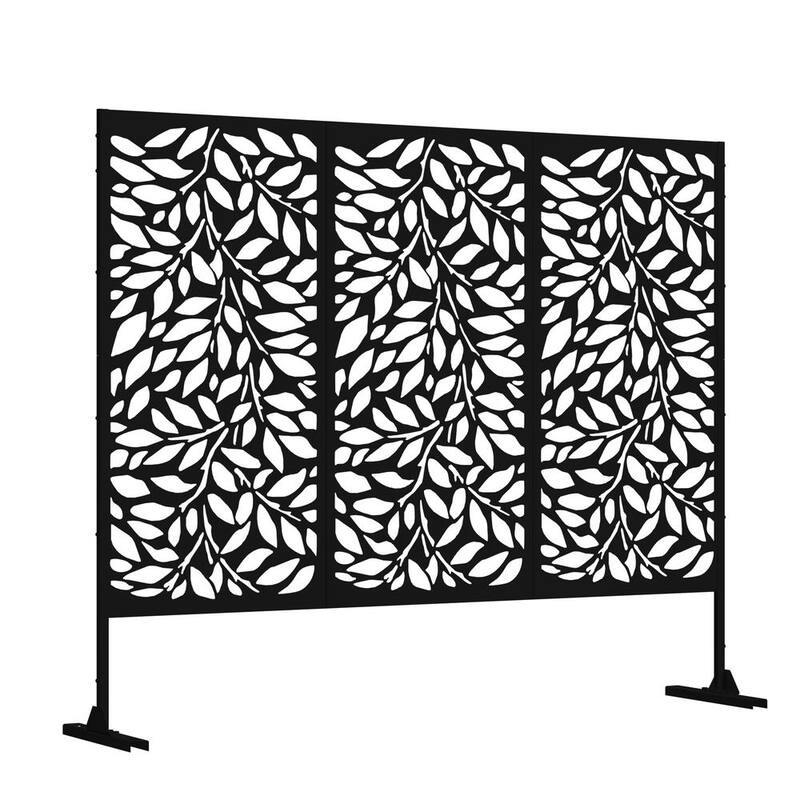 48 x 75 in. Black Free Standing Outdoor Privacy Screen Fence-Paradise Island Wear