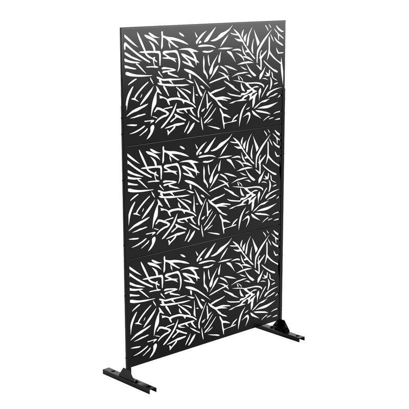 47 in. W x 76 in. H Black Convenient Movable Folding Partition Privacy Screen-Paradise Island Wear