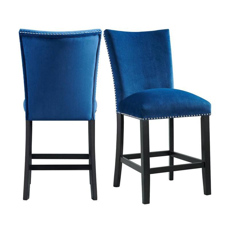Celine Blue Velvet Counter Height Chair Set-Paradise Island Wear