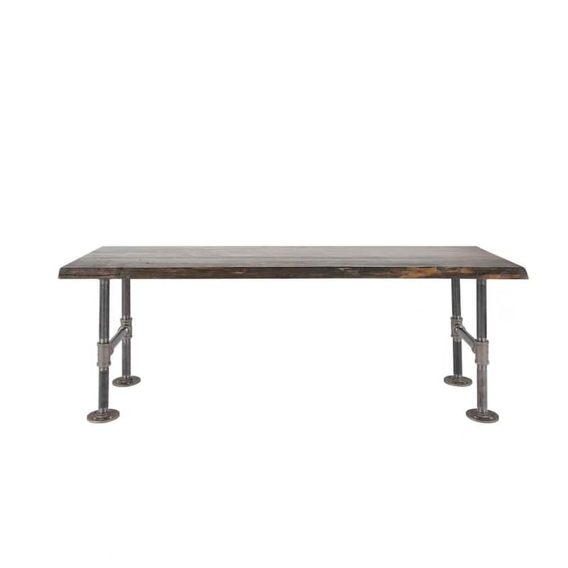 48 in. x 16 in. x 34 in. Boulder Black Wood Accent Bench with Industrial Pipe Legs-Paradise Island Wear