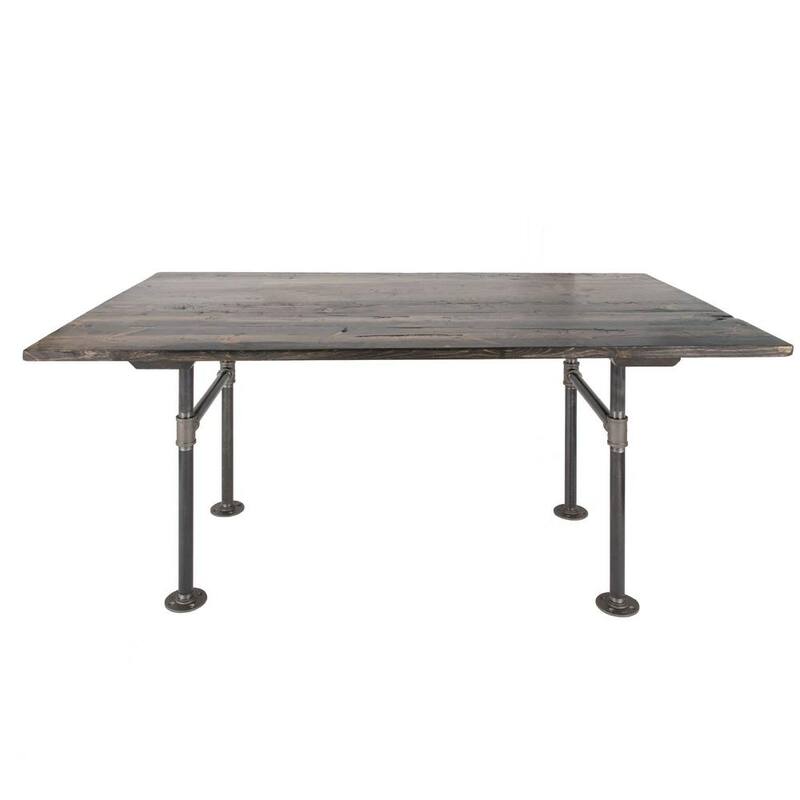 60 in. x 36 in. x 29.5 in. Boulder Black Wood Dining Table with Industrial Pipe Legs-Paradise Island Wear
