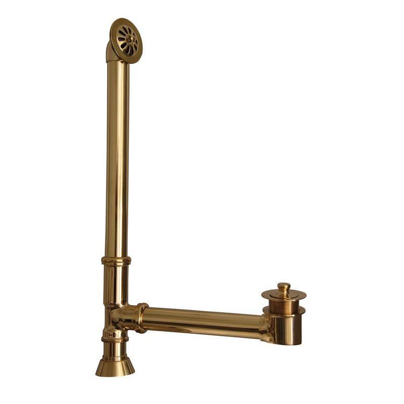 Tub Drain with Twist-and-Lift Stopper in Polished Brass-Paradise Island Wear