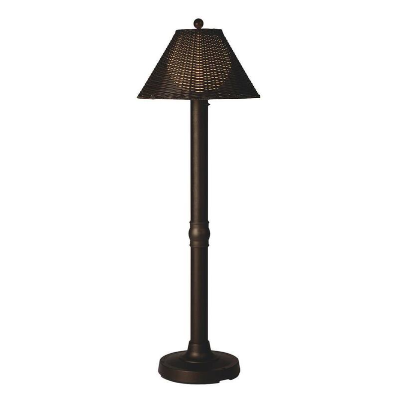 II 60 in. Bronze Floor Lamp with Walnut Wicker Shade-Paradise Island Wear