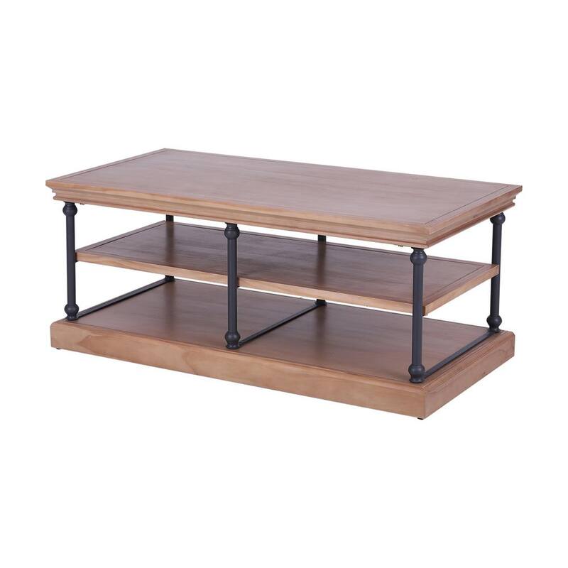 47 .25 in. Brown Rectangle Solid Wood Coffee Table with Storage Shelf-Paradise Island Wear