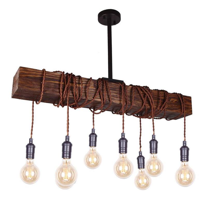8-Light Kitchen Island Wood Beam Pendant-Paradise Island Wear