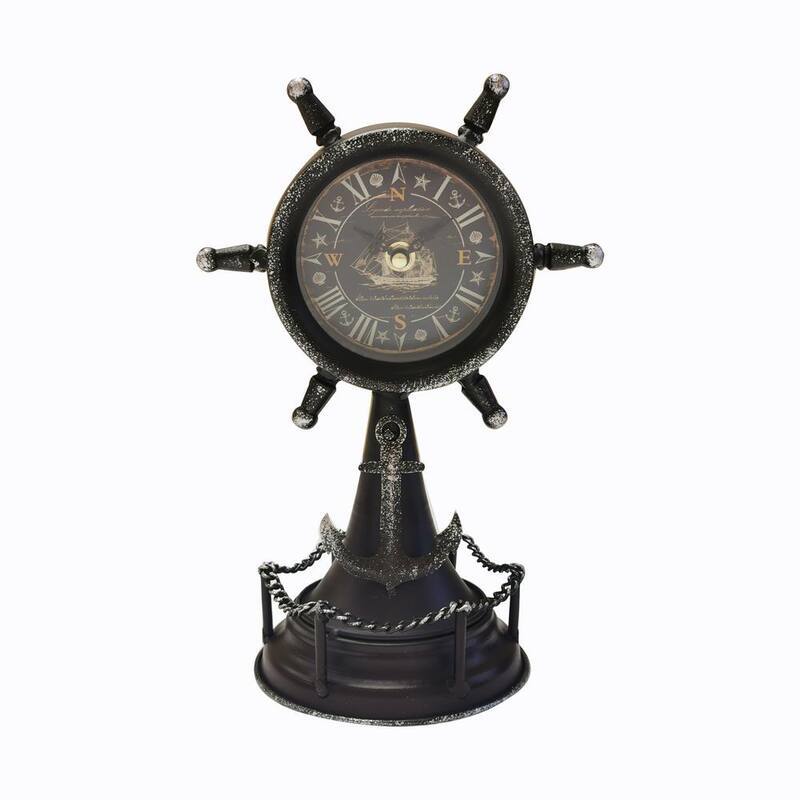 Ship Wheel Table Clock-Paradise Island Wear