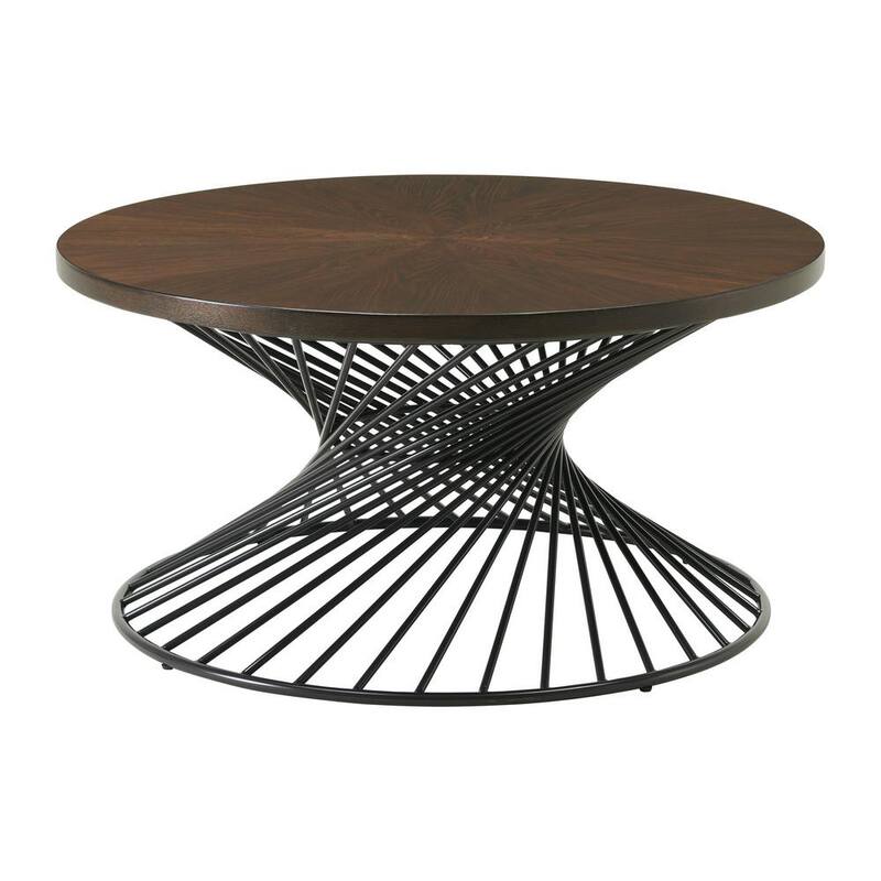 36 in. Walnut Round Wood Coffee Table-Paradise Island Wear