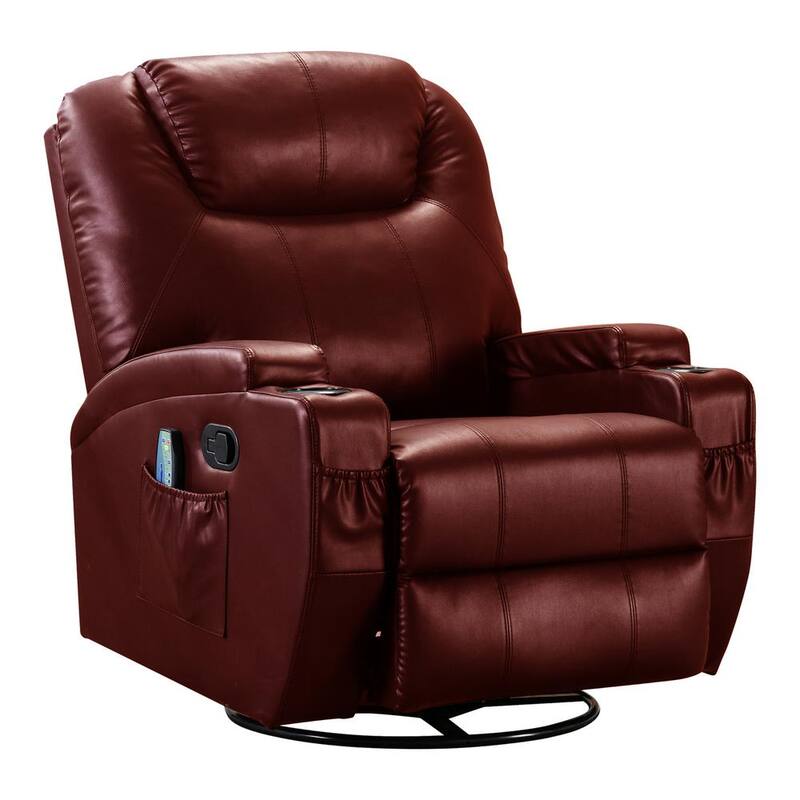 33.9 in Big and tall Recliner, 8 points massage and heating function, with 360-degree rotation and footrest.-Paradise Island Wear