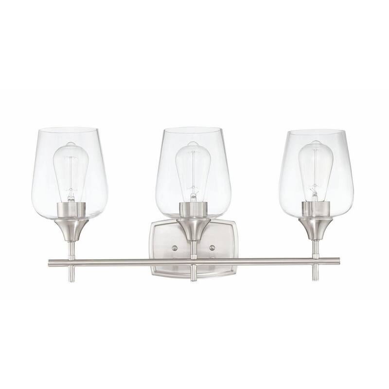 3-Lights Brush Nickle Wall Mount Vanity Light-Paradise Island Wear