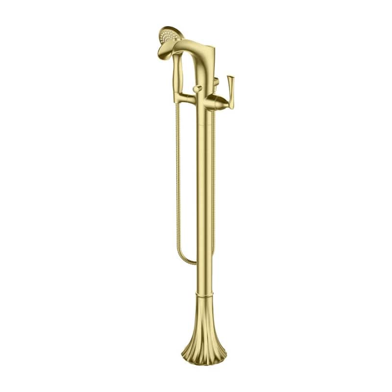 1-Handle Tub Filler Trim Kit with Handshower in Brushed Gold (Valve Not Included)-Paradise Island Wear