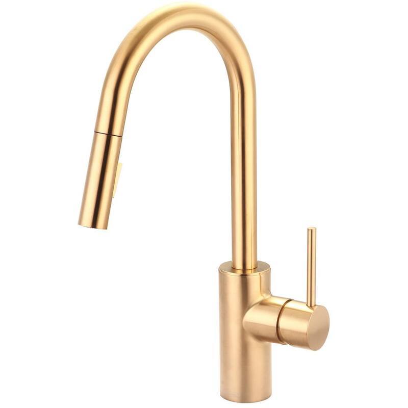 Motegi Single-Handle Pull-Down Sprayer Kitchen Faucet in Brushed Gold-Paradise Island Wear