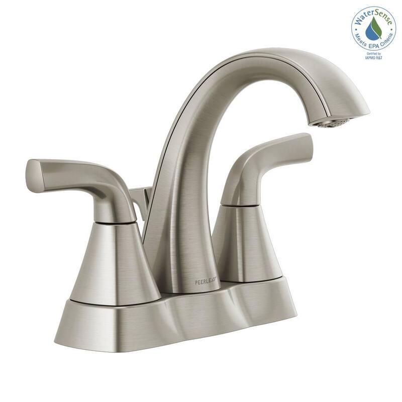 Parkwood 4 in. Centerset 2-Handle High-Arc Spout Bathroom Faucet with Pop-Up Assembly in Brushed Nickel-Paradise Island Wear