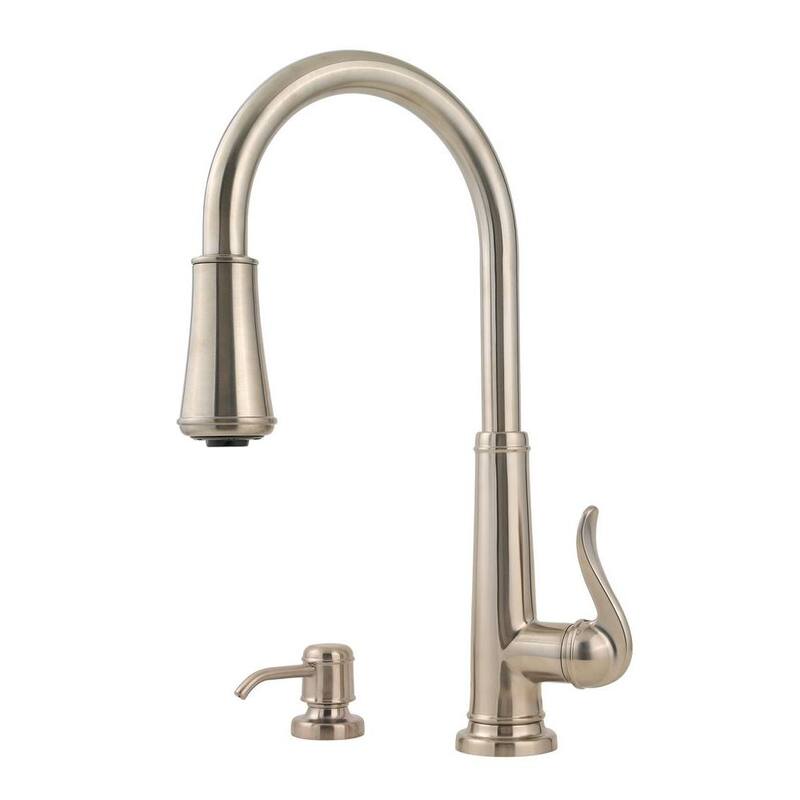 Ashfield Single-Handle Pull-Down Sprayer Kitchen Faucet in Brushed Nickel-Paradise Island Wear