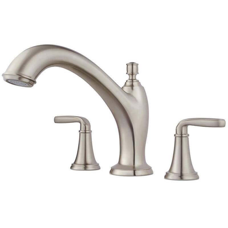 2-Handle Deck-Mount Roman Tub Faucet Trim Kit in Brushed Nickel (Valve Not Included)-Paradise Island Wear